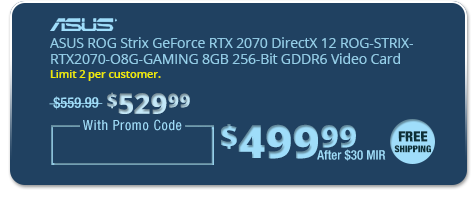ASUS ROG Strix GeForce RTX 2070 DirectX 12 ROG-STRIX-RTX2070-O8G-GAMING 8GB 256-Bit GDDR6 Video Card