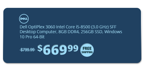 Dell OptiPlex 3060 Intel Core i5-8500 (3.0 GHz) SFF Desktop Computer, 8GB DDR4, 256GB SSD, Windows 10 Pro 64-Bit