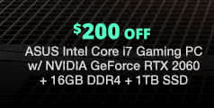 $200 OFF ASUS Intel Core i7 Gaming PC w/ NVIDIA GeForce RTX 2060 + 16GB DDR4 + 1TB SSD