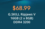 $68.99 G.SKILL Ripjaws V 16GB (2 x 8GB) DDR4 3200