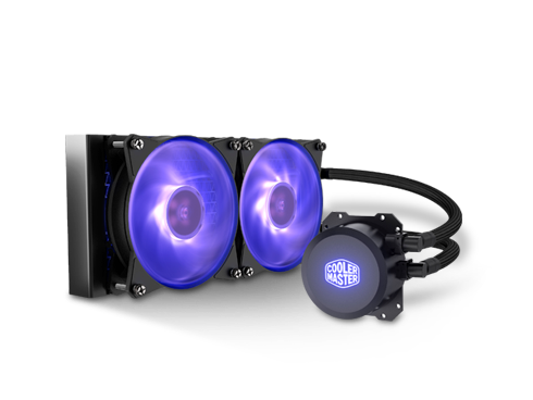Cooler Master MasterLiquid ML240L RGB Close-Loop CPU Liquid Cooler, 240mm Radiator, Dual Chamber RGB Pump, Dual MF120R RGB Fans, RGB Lighting for AMD Ryzen/Intel LGA1200/1151