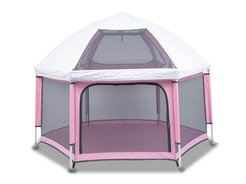 Pop 'N Go Portable Playpen - Lightweight, Folding, Easily Collapsible Playard Crib for Indoor & Outdoor Play - Perfect Canopy Play Pen for Any Baby Toddler or Small Child (Pink)