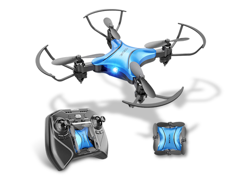DROCON Foldable Mini Drone Beginner, RC Quadcopter with Altitude Hold/3D Flips/Self-Rotation/Headless Mode/One-Key Take-Off/Landing/One Key Return/Speed Adjustment(Blue)