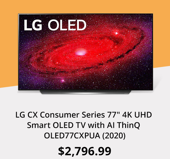 LG CX Consumer Series 77" 4K UHD Smart OLED TV with AI ThinQ OLED77CXPUA (2020)