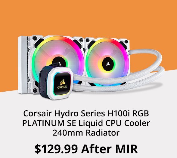 Corsair Hydro Series H100i RGB PLATINUM SE Liquid CPU Cooler 240mm Radiator