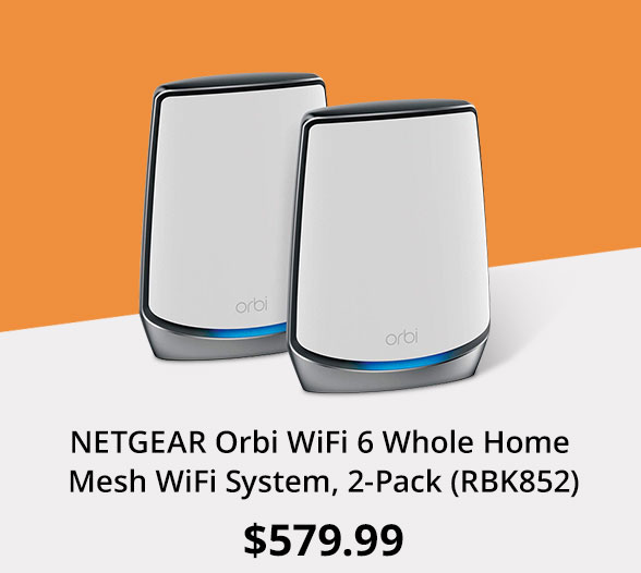 NETGEAR Orbi WiFi 6 Whole Home Mesh WiFi System, 2-Pack (RBK852)