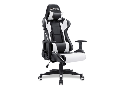 Homall Racing Style Ergonomic Gaming Chair w/ High-Back Swivel PU Leather, Seat Height Adjustable, and Lumbar & Head Support