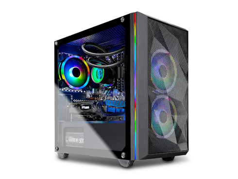 Skytech Chronos Mini Gaming Computer PC Desktop Ryzen 5 3600X 6-Core 3.80 GHz, RTX 2060 6 GB, 1TB SSD, 16GB DDR4 3000, 240mm AIO, B450M MB, AC WiFi, Windows 10 Home 64-bit, Black