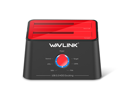 Wavlink ST334U-Red Updated Hard Drive Docking Station - USB 3.0 to SATA Dual Bay HDD Docking Station in Red for 2.5" & 3.5" HDD/SSD SATA I/II/III - Support Offline Clone / Duplicator / Backup / UASP Functions