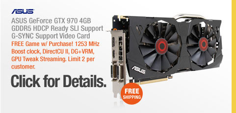 ASUS GeForce GTX 970 4GB GDDR5 HDCP Ready SLI Support G-SYNC Support Video Card