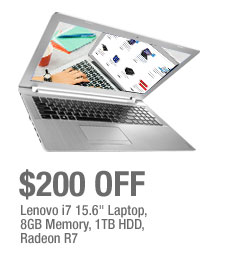 $200 OFF Lenovo i7 8GB 15.6" Laptop w/ AMD Radeon R7 M360 Graphics Card