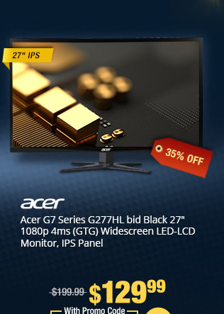 Acer G7 Series G277HL bid Black 27" 1080p 4ms (GTG) Widescreen LED-LCD Monitor, IPS Panel
