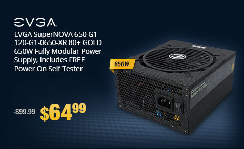 EVGA SuperNOVA 650 G1 120-G1-0650-XR 80+ GOLD 650W Fully Modular Includes FREE Power On Self Tester Power Supply