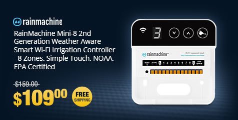 RainMachine Mini-8 2nd Generation Weather Aware Smart Wi-Fi Irrigation Controller - 8 Zones. Simple Touch. NOAA, EPA Certified