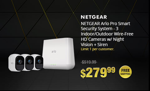 NETGEAR Arlo Pro Smart Security System - 3 Indoor/Outdoor Wire-Free HD Cameras w/ Night Vision + Siren