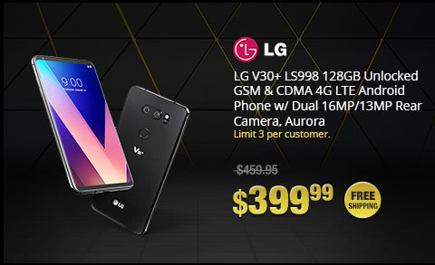 LG V30+ LS998 128GB Unlocked GSM & CDMA 4G LTE Android Phone w/ Dual 16MP/13MP Rear Camera, Aurora