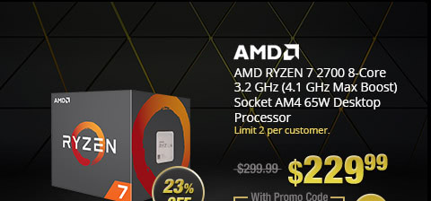 AMD RYZEN 7 2700 8-Core 3.2 GHz (4.1 GHz Max Boost) Socket AM4 65W Desktop Processor
