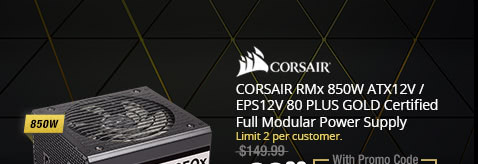 CORSAIR RMx 850W ATX12V / EPS12V 80 PLUS GOLD Certified Full Modular Power Supply