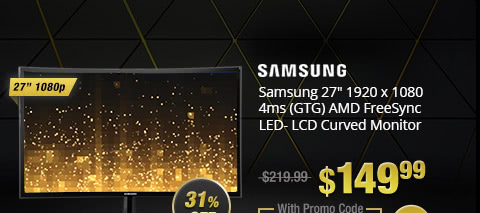 Samsung 27" 1920 x 1080 4ms (GTG) AMD FreeSync LED- LCD Curved Monitor