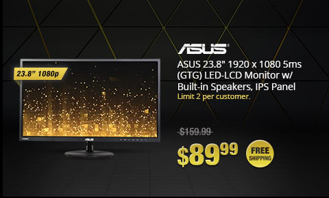 ASUS 23.8" 1920 x 1080 5ms (GTG) LED-LCD Monitor w/ Built-in Speakers, IPS Panel