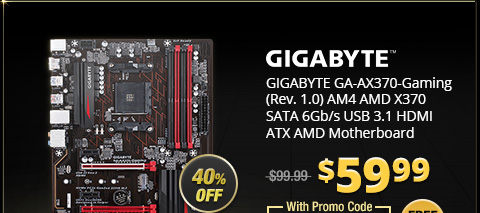 GIGABYTE GA-AX370-Gaming (Rev. 1.0) AM4 AMD X370 SATA 6Gb/s USB 3.1 HDMI ATX AMD Motherboard