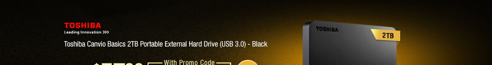 Toshiba Canvio Basics 2TB Portable External Hard Drive (USB 3.0) - Black