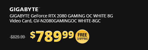 GIGABYTE GeForce RTX 2080 GAMING OC WHITE 8G Video Card, GV-N2080GAMINGOC WHITE-8GC