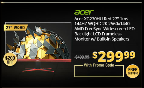 Acer XG270HU Red 27" 1ms 144HZ WQHD 2K 2560x1440 AMD FreeSync Widescreen LED Backlight LCD Frameless Monitor w/ Built-in Speakers