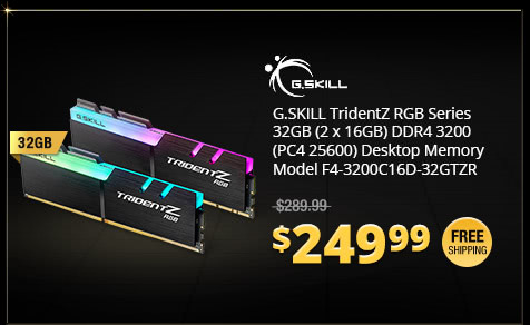 G.SKILL TridentZ RGB Series 32GB (2 x 16GB) DDR4 3200 (PC4 25600) Desktop Memory Model F4-3200C16D-32GTZR