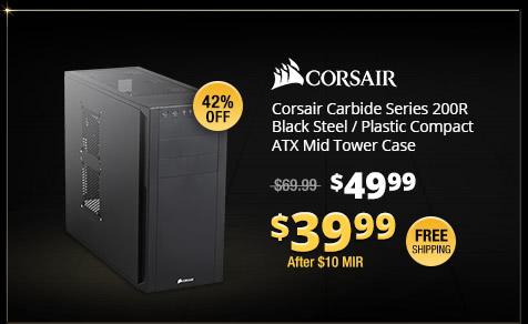 Corsair Carbide Series 200R Black Steel / Plastic Compact ATX Mid Tower Case