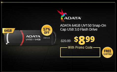 ADATA 64GB UV150 Snap-On Cap USB 3.0 Flash Drive