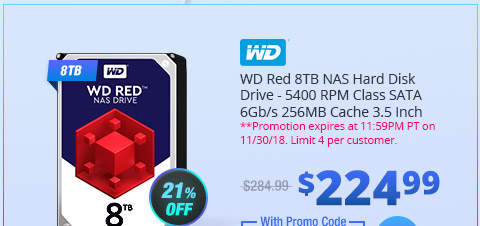 WD Red 8TB NAS Hard Disk Drive - 5400 RPM Class SATA 6Gb/s 256MB Cache 3.5 Inch