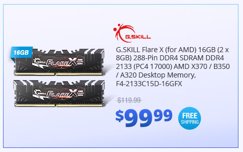 G.SKILL Flare X (for AMD) 16GB (2 x 8GB) 288-Pin DDR4 SDRAM DDR4 2133 (PC4 17000) AMD X370 / B350 / A320 Desktop Memory, F4-2133C15D-16GFX