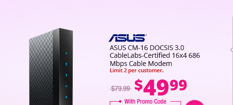 ASUS CM-16 DOCSIS 3.0 CableLabs-Certified 16x4 686 Mbps Cable Modem