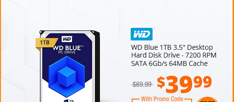 WD Blue 1TB 3.5" Desktop Hard Disk Drive - 7200 RPM SATA 6Gb/s 64MB Cache