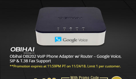 Obihai OBi202 VoIP Phone Adapter w/ Router � Google Voice, SIP & T.38 Fax Support