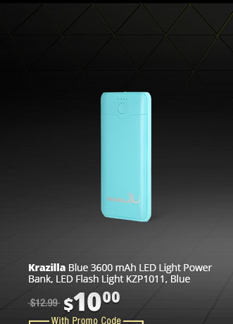 Krazilla Blue 3600 mAh LED Light Power Bank, LED Flash Light KZP1011, Blue