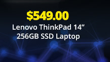 $549.00 Lenovo ThinkPad 14" 256GB SSD Laptop