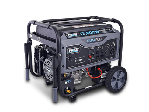 Pulsar G12KBN Heavy Duty Portable Dual Fuel Generator 9500 Rated Watts & 12000 Peak Watts - Gas & LPG - Electric Start