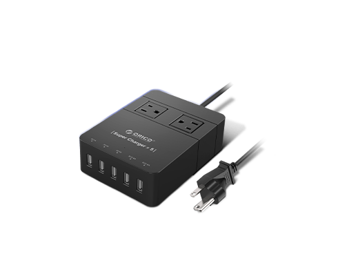 ORICO 2-Outlet Power Strip w/ Surge Protector, 5-USB Intelligence Charging Ports