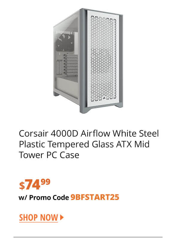 Corsair 4000D Airflow White Steel Plastic Tempered Glass ATX Mid Tower PC Case