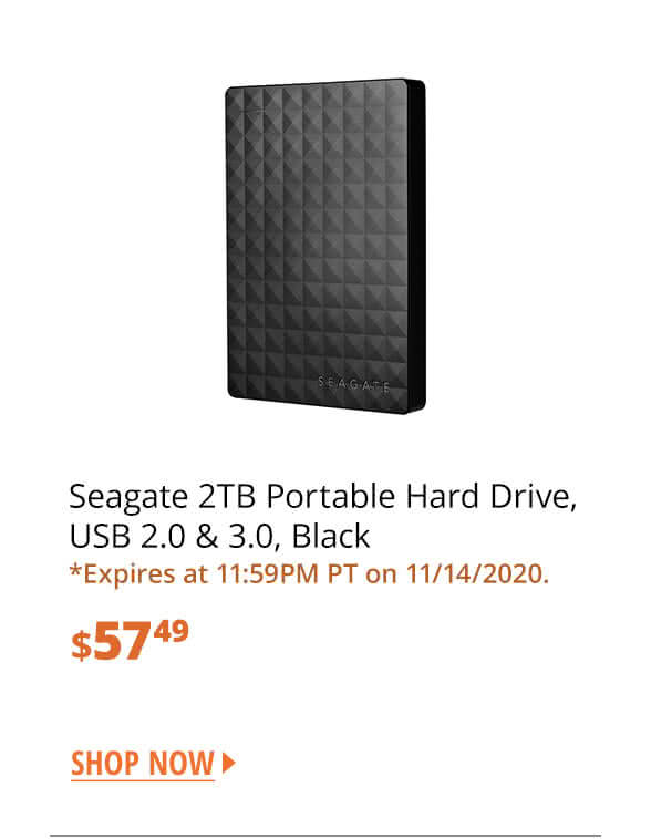 Seagate 2TB Portable Hard Drive , USB 2.0 & 3.0, Black