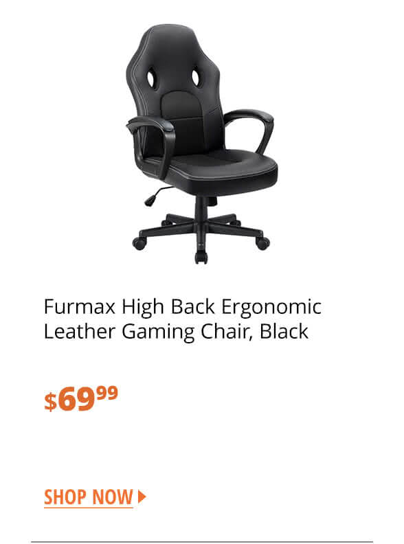 Furmax High Back Ergonomic Leather Gaming Chair, Black