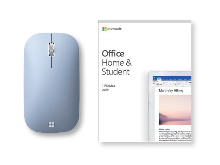 1xMicrosoft Office Home & Student 2019 | One-time Purchase, 1 Device | PC / Mac Keycard 1xMicrosoft KTF-00028 Pastel Blue 1 x Wheel Bluetooth Wireless Mouse 