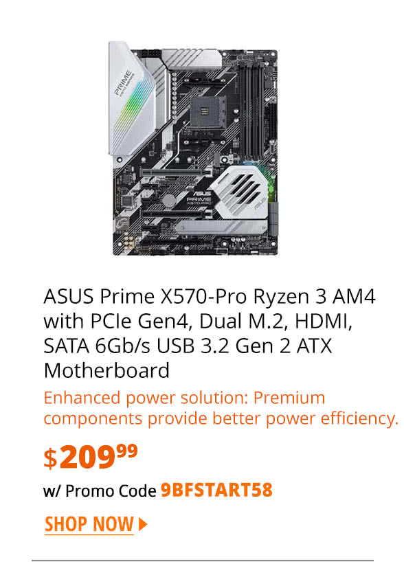 ASUS Prime X570-Pro Ryzen 3 AM4 with PCIe Gen4, Dual M.2, HDMI, SATA 6Gb/s USB 3.2 Gen 2 ATX Motherboard