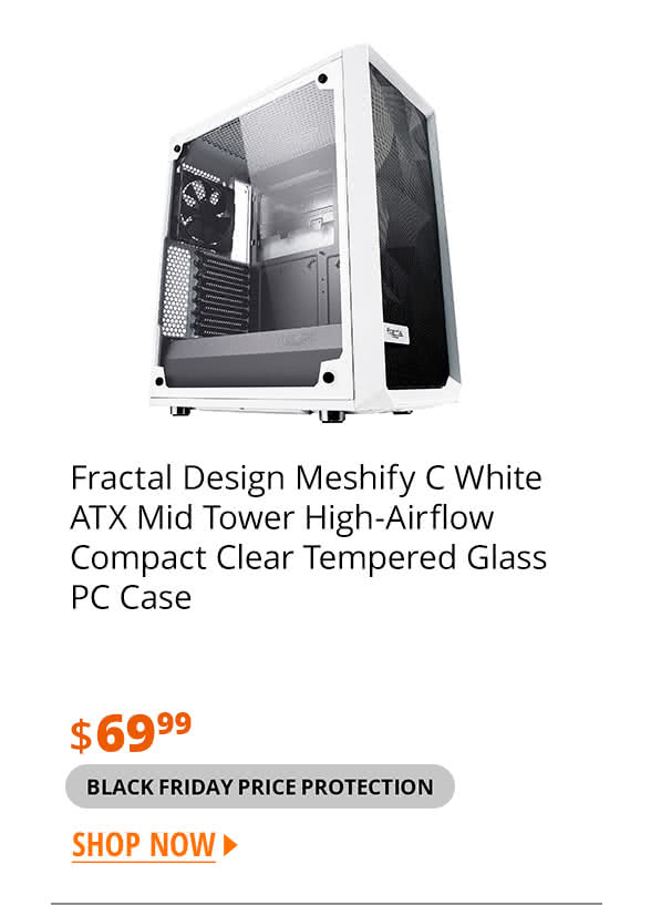 Fractal Design Meshify C White ATX Mid Tower High-Airflow Compact Clear Tempered Glass PC Case