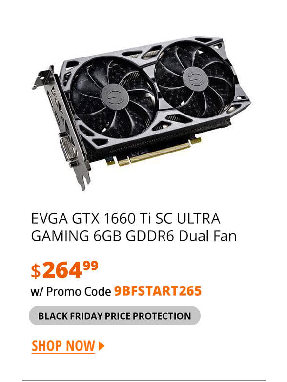 EVGA GTX 1660 Ti SC ULTRA GAMING 6GB GDDR6 Dual Fan