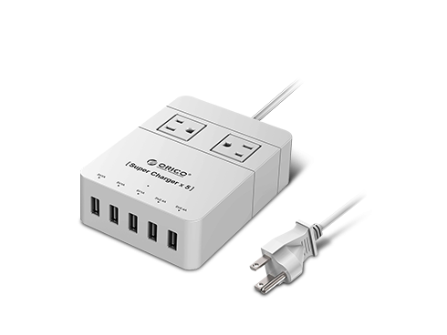 ORICO 2 Outlet Power Strip with Surge Protector, 5 USB Intelligence Charging Ports