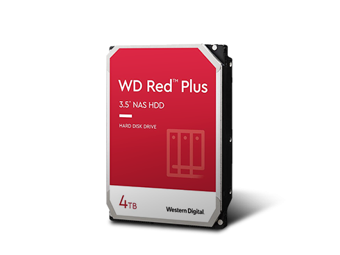 WD Red Plus 4TB NAS Hard Disk Drive  5400 RPM Class SATA 6Gb/s, CMR, 64MB Cache, 3.5 Inch