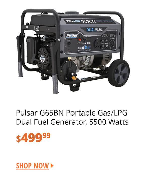 Pulsar G65BN Portable Gas/LPG Dual Fuel Generator, 5500 Watts